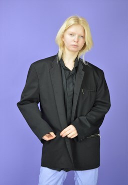 Vintage black classic 80's suit blazer