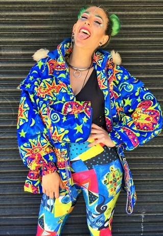 VINTAGE CRAZY PATTERNED SKI JACKET