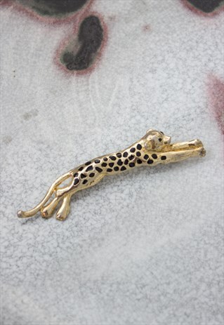 VINTAGE LEOPARD BLACK DOTS BROOCH