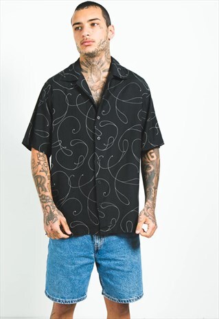 VINTAGE 80S CRAZY PATTERN FESTIVAL SHORT SLEEVE SHIRT/ S5088