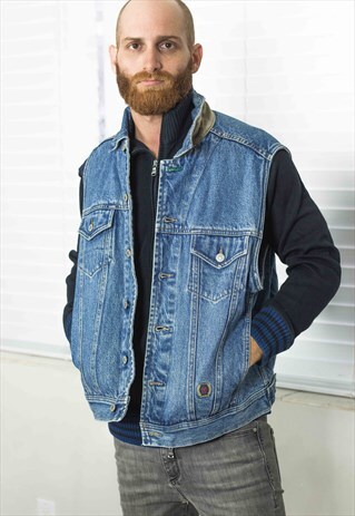 VINTAGE TOMMY HILFIGER DENIM VEST JACKET 90S M 29.5