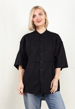 Vintage 90's Linen Blend Shirt in Black