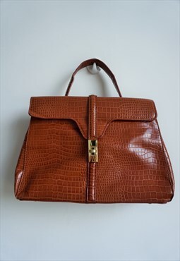 Vintage Brown Leather Hand Bag Purse Hand Bag Tote Handbag
