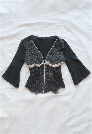 Dark Goth Gothic Sexy Bustier Knit Top - Halloween drop