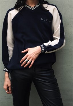 Vintage  Blue and Beige Versace Jumper