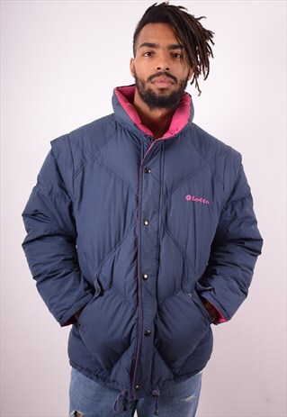 LOTTO MENS VINTAGE REVERSIBLE PADDED JACKET SMALL BLUE 90S