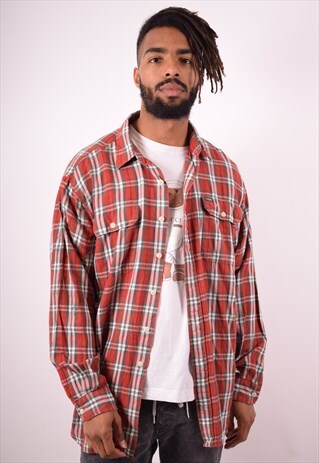 POLO RALPH LAUREN MENS VINTAGE SHIRT LARGE RED CHECK 90S