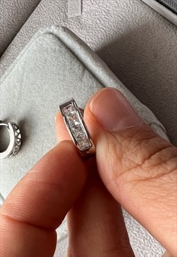 Sterling Silver Mens Huggies Earrings 10mm, chunky hoops 