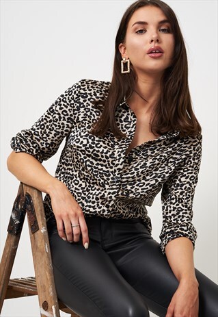 LARA BLACK ANIMAL PRINT SHIRT