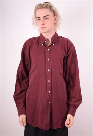 RALPH LAUREN MENS VINTAGE SHIRT XL MAROON 90S