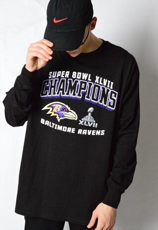 BLACK NFL SUPER BOWL AMERICAN FOOTBALL LONG SLEEVE SHIRT