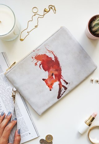 FOX CREAM POUCH / MAKE UP / ACCESSORY / CLUTCH BAG