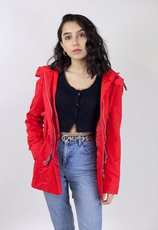 VINTAGE 90S RED HOODED JACKET