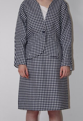 VINTAGE 60S SUIT SKIRT AND JACKET GINGHAM PRINT