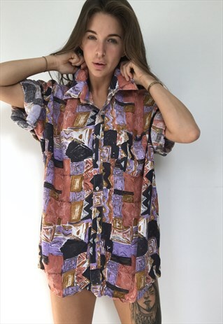PATTERNED OVERSIZED RETRO VINTAGE UNISEX FESTIVAL SHIRT