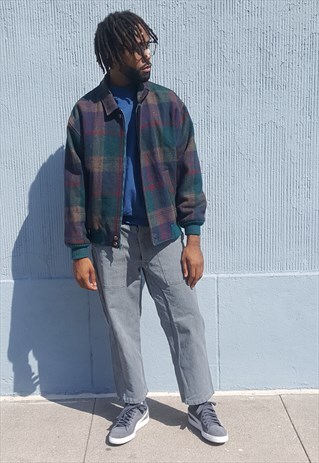 90S HERITAGE WORKWEAR ZIP FRONT PLAID BLOMBER JACKET XL