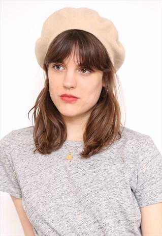 VINTAGE BEIGE WOOL BERET