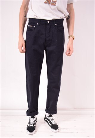 CALVIN KLEIN MENS VINTAGE TROUSERS W32 L29 NAVY BLUE 90S