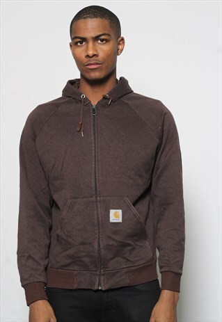 VINTAGE CARHARTT LOGO FULL ZIP HOODIE BROWN
