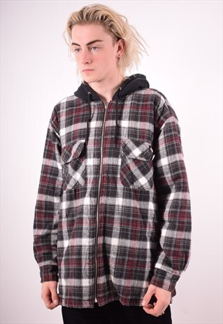 DICKIES MENS VINTAGE JACKET LARGE GREY CHECK 90S