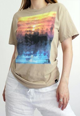 Beige Vans Graphic T-Shirt Baby Tee. 
