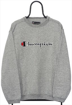 Vintage Champion Spellout Grey Sweatshirt Mens