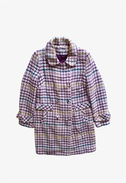 Vintage Y2K Women's Naf Naf Colourful Houndstooth Coat