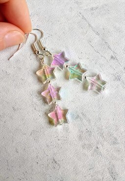 Clear Iridescent Candy Star Drop Earrings