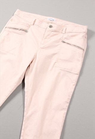 Vintage Calvin Klein Trousers in Pink Skinny Fit Pants UK 14