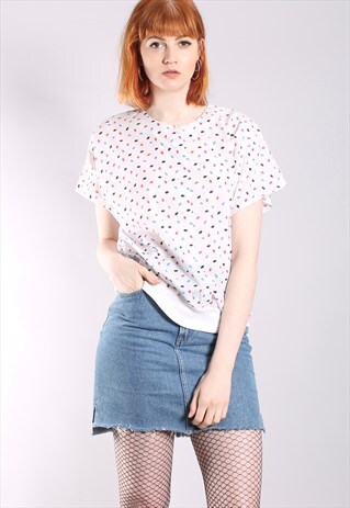VINTAGE 80S PATTERNED LOOSE FIT SWEATER TOP