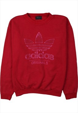 Vintage 90's Adidas Sweatshirt Spellout Crew Neck Red Medium