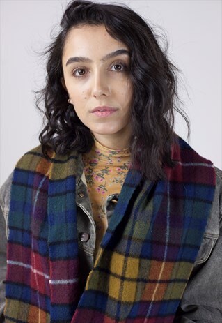 VINTAGE MULTICOLOURED PLAID SCARF