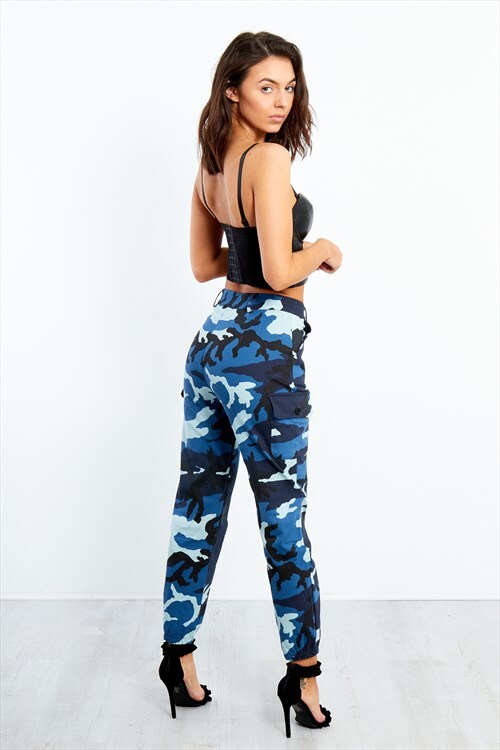 blue camo cargo trousers