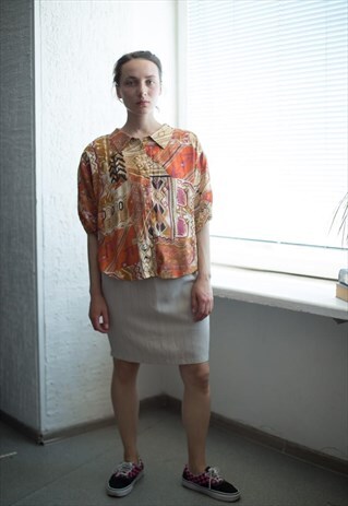 VINTAGE 80'S MULTI COLOUR PATTERNED SHORT SLEEVED SHIRT