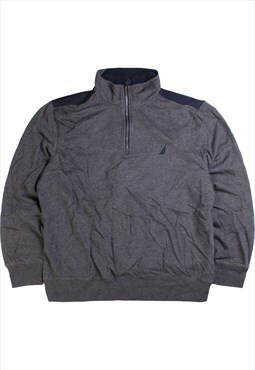 Vintage  Nautica Sweatshirt Quarter Zip Heavyweight Grey
