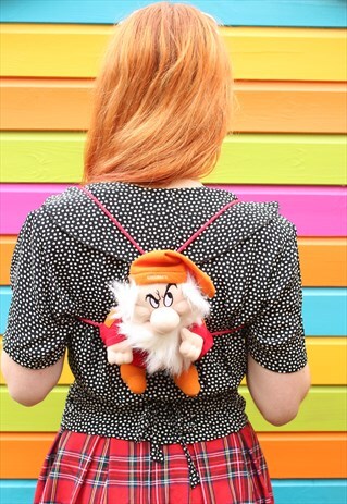 VINTAGE 90S DISNEY RED SNOW WHITE GRUMPY DWARF BACKPACK