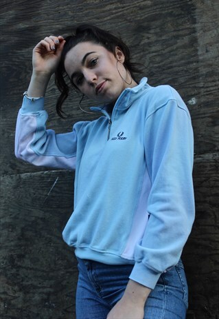 90'S RETRO BLUE 1/4 ZIP PULLOVER