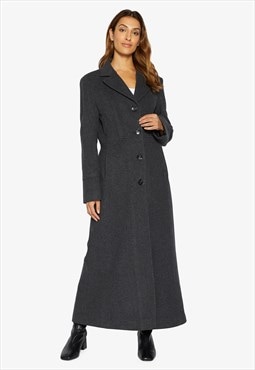 Sienna Wool Blend Slim Fit Longline Maxi Coat In Grey