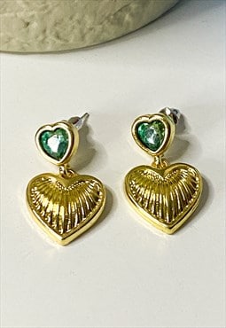 Jewelled Heart Drop Earrings