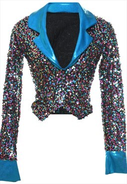 Vintage Sequined Multi-Colour Festival Top - S