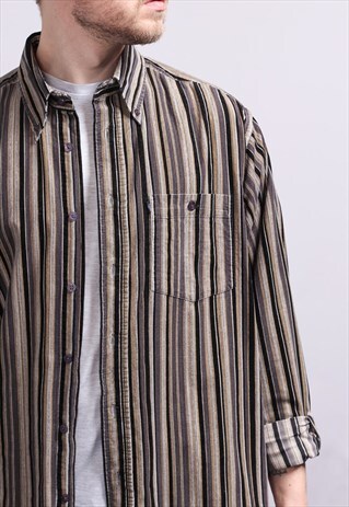 VINTAGE CORDUROY CORD STRIPED SHIRT