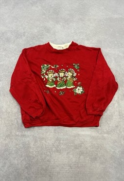 Vintage Sweatshirt Cottagecore Angel Patterned Jumper