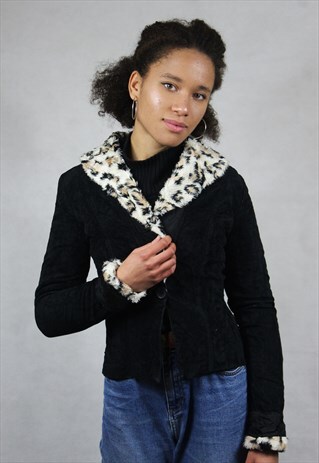 VINTAGE / SUEDE / LEOPARD PRINT JACKET