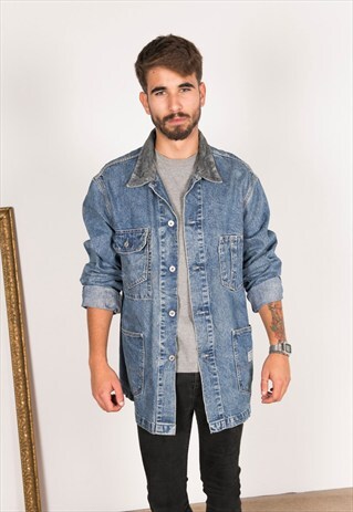 VINTAGE 80S LEVIS LONG DENIM JACKET / R274