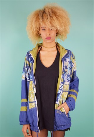 VINTAGE 80'S PRINT WINDBREAKER JACKET