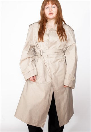 VINTAGE 80S BEIGE TRENCH COAT ID:5272