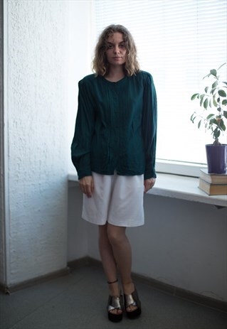 VINTAGE 90'S DARK GREEN BUTTON UP SHIRT
