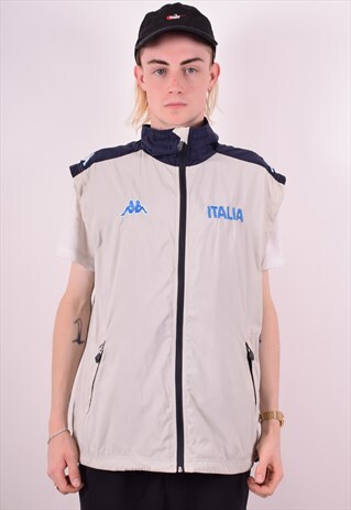 KAPPA MENS VINTAGE SLEEVELESS TRACKSUIT TOP JACKET LARGE 90S