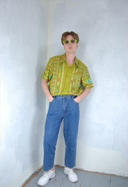 Vintage 90's straight baggy denim unisex jeans trousers blue