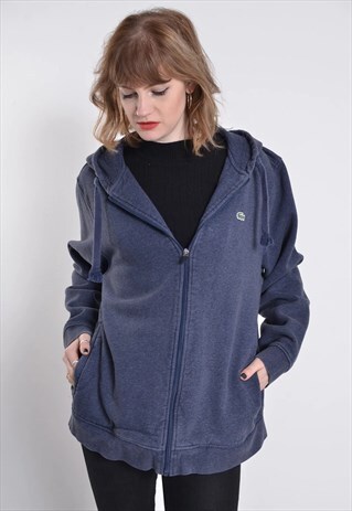 VINTAGE LACOSTE ZIP UP HOODIE BLUE